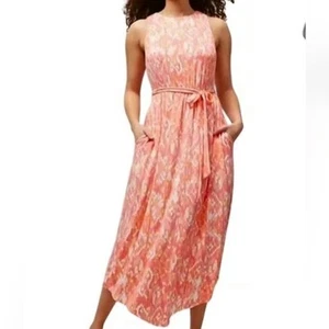 Soma Wkend Coral Ikat Jersey Knit Maxi Tank Dress Handkerchief Hem Bra Size XL - Picture 1 of 14