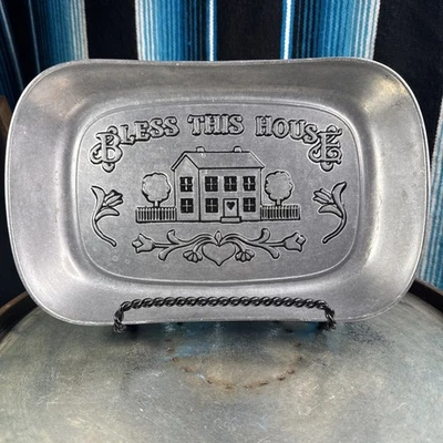 Металлическое сервировочное блюдо/поднос для хлеба/кулинарное блюдо/благослови этот дом Wilton Armetale - Изображение 1 из 4