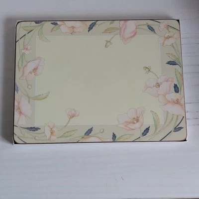Pimpernel Place Mats X4 Nouveau Taupe Design Imperfect Rectangle Floral Poppy - Image 1 of 4