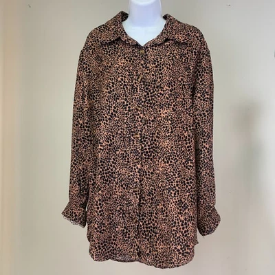 Daytrip Talla L Manga Larga Top Botón Frontal Estampado Leopardo Pana Nuevo Con Etiquetas Foto 1 de 4