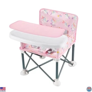 PandaEar Rosa Einhorn Tragbare Babyerhöhung | Kompakt & Sicher für Reisen - Bild 1 von 7