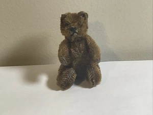 Vintage Miniature Steiff Jointed 3” Sitting Dark Brown Bear No Tag Or Button - Picture 1 of 9