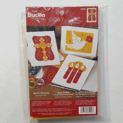 Bucilla Paper Stitches Felt Card Kit Spirit of Christmas 84900 Set of 3 New OS  - Image 1 of 4