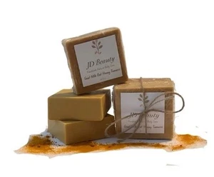 Handmade Goat Milk Honey Oatmeal Tumeric Soap Kojic Acid 5oz - Picture 1 of 3