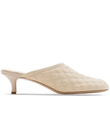 Burberry Mujer EKD Bordado Acolchado Cuero Marfil Tacón Bebé Mules Talla 8 EE. UU. Foto 1 de 2