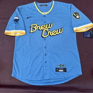 Jackson Chourio Jersey Milwaukee Brewers Brew Crew Blue Large Mens #11 - Picture 1 of 6