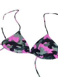 Women's OP Juniors M Pink Olive Green Camo Bikini Swim beach wear sz 7-9Top - Picture 1 of 3