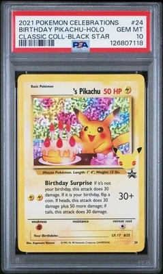 2021 Pokemon Celebrations Birthday Pikachu Classic PSA 10 GEM MINT Holo - Image 1 of 2