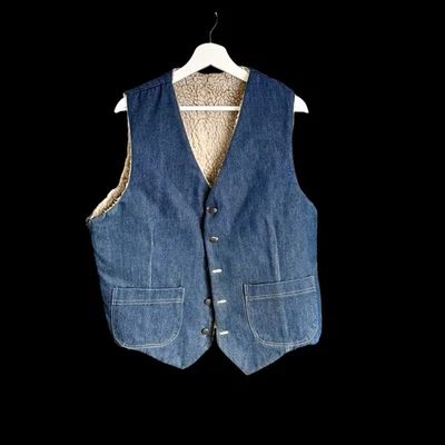 Chaleco Amish Mennonite Hecho a Mano Azul Denim Para Hombre Forrado Mediano/Grande Foto 1 de 4