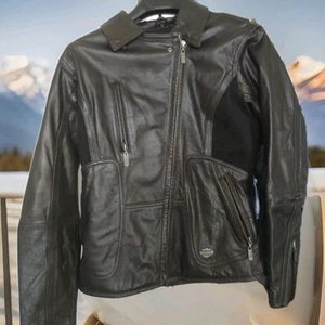 Women's Harley Davidson Black Leather Motorcycle Jacket Size Large 🔥 - Picture 1 of 12
