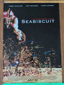 Póster de película autografiado firmado por Seabiscuit Tobey Maguire Jeff Bridges Banks certificado de autenticidad - Imagen 1 de 12
