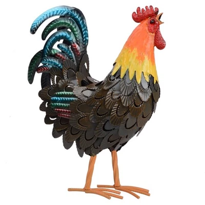 Gallo de metal jardín estatua patio decoración pollo césped adorno para cocina exterior Foto 1 de 4