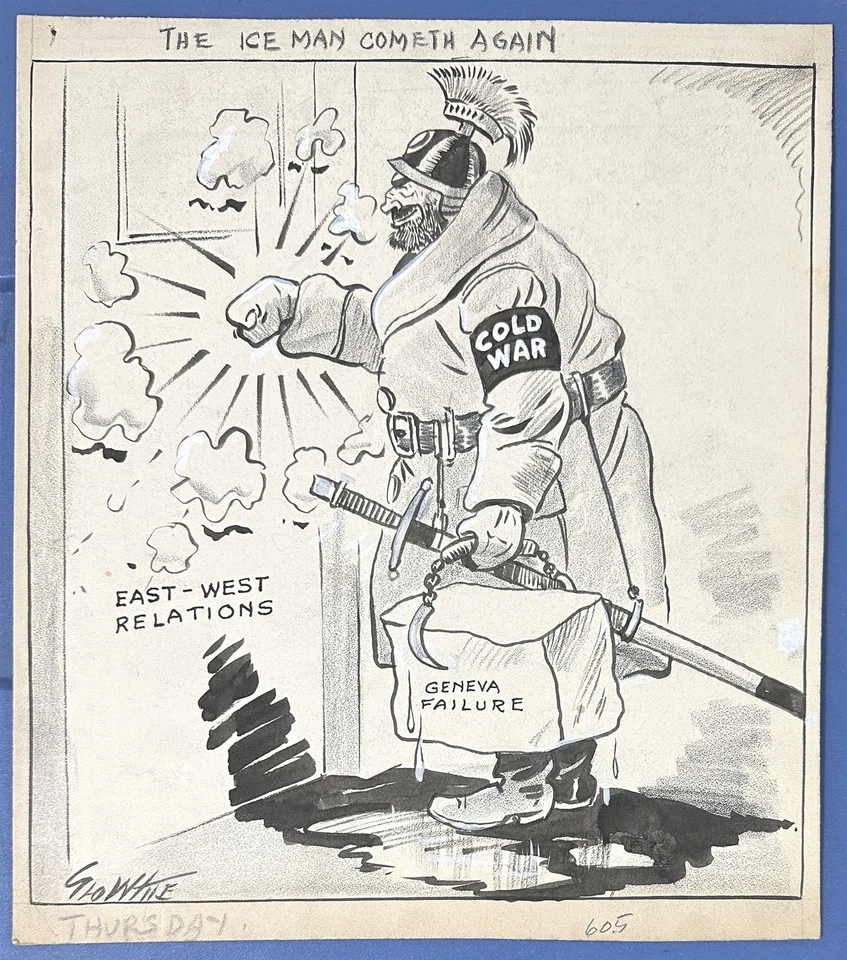 OBRA DE ARTE ORIGINAL GEORGE WHITE EDITORIAL DIBUJOS ANIMADOS MARTE DIOS DE LA GUERRA FRÍA Y TODA LA GUERRA Foto 1 de 1