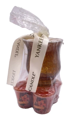Запечатанный держатель для свечей Yankee Candle Fall Leaves Votives (4) с янтарными трещинами Hurricane - Изображение 1 из 4