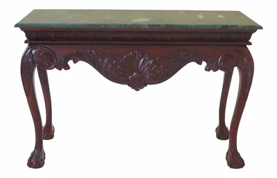 30960EC: Marble Top Ball & Claw Mahogany Console Table - Image 1 of 4
