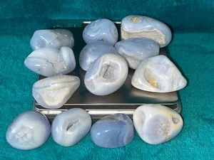 ✨🩵💙 RARE DRUZY BLUE LACE AGATE Crystals Natural Crystal Reiki Minerals TUMBLE - Picture 1 of 12