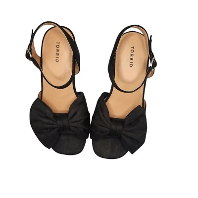 Torrid Black Faux Suede Bow Block Platform Heel Size 6.5ww - Image 1 of 4