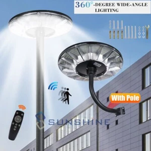 11000W Round 360° Commercial Solar Street Lights LED Outdoor Dusk Dawn Lamp+Pole - Picture 1 of 22