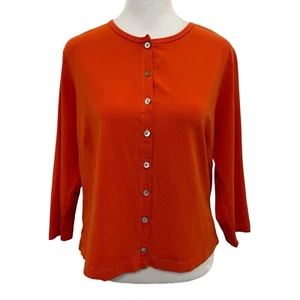 Johnny Was Cardigan Sweater Button Front 3/4 Sleeve Bright Orange size Large - Picture 1 of 7