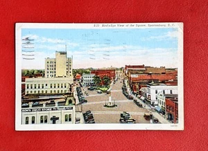 Spartanburg SC South Carolina  BIRDSEYE VIEW OF SQUARE  Postcard Posted 1940  - Picture 1 of 5