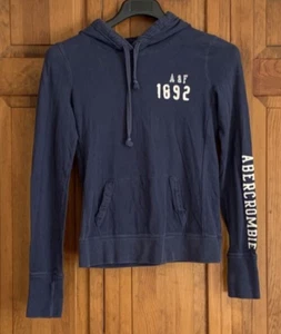 Women's/Junior's Abercrombie & Fitch Long Sleeve Blue Cotton Hoodie Tag Size L - Picture 1 of 4