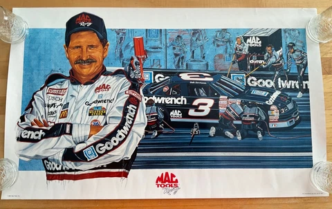 1991 ~ SAM BASS =" DALE EARNHARDT SR =NASCAR ART POSTER = MAC TOOLS Cover