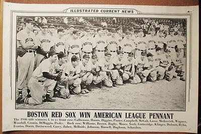 Cartel de exhibición 1946 del equipo de los Medias Rojas de Boston banderín de la Liga Americana Ted Williams Doerr  Foto 1 de 2