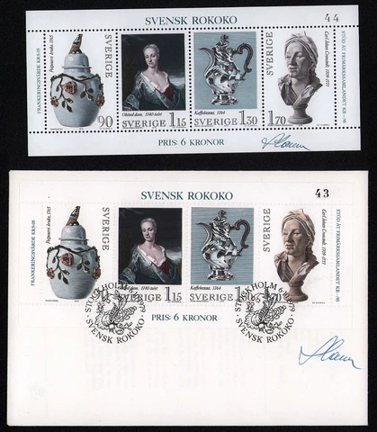 Sweden 1979 Scott 1298 a-d Swedish Rococo fine art FDC+ S/S signed Cz. Slania Cover