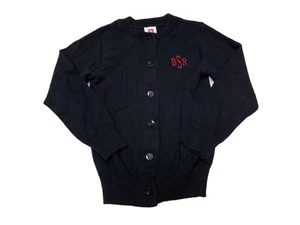 Boys Girls Black Monogrammed BRS Uniform Cardigan Small - Picture 1 of 4