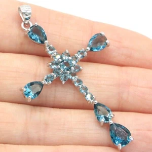 Buy 4 get 1 free 925 SOLID STERLING SILVER Pendant  London Blue Topaz - Picture 1 of 2
