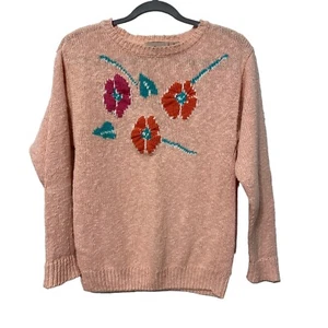 Haberdasher Womens Linen Sweater Size M Vintage Floral Long Sleeve Crewneck Gift - Picture 1 of 4