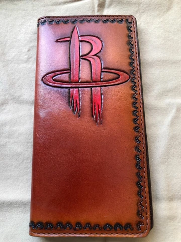 Men's Roper Style Leather Wallet - Houston Rockets Basketball Cover