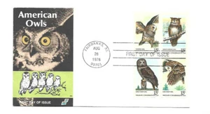 1760-63 American Owls, Spectrum Covers, block of 4 FDC - Picture 1 of 1