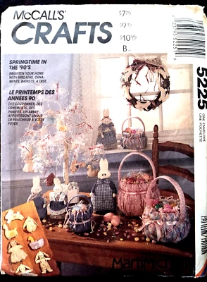 McCalls Craft Pattern 5225 Spring Easter Home Decor  Bunny Basket Wreath UNCUT - Image 1 of 4