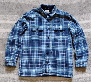 LL Bean Fleece Line Flannel Shirt Jacket Men Large Traditional Fit Plaid Shacket - Picture 1 of 8