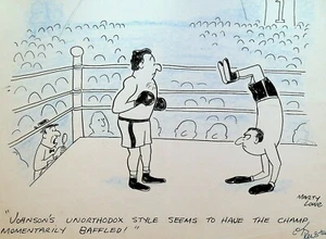 Original Comic Art Gag Joke Panel Unorthodox Boxing Match in Ring - Picture 1 of 2