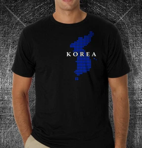 Korean Love Korea Heart Map Men's Black T-shirt 100% Cotton Tee - Picture 1 of 12