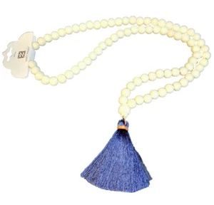 LOT Mary Square Wooden Beaded Necklace 32.5" x 12mm Prayer Bead NAVY BLUE TASSEL - Picture 1 of 10
