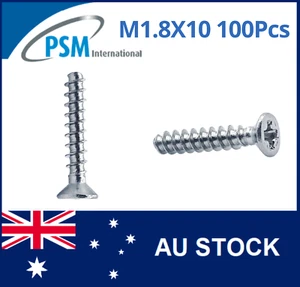 PLASTIC THREAD SCREW M1.8X10 CSK PHILLIPS STAINLESS STEEL WN1413KA18X10SS X100 - Picture 1 of 5