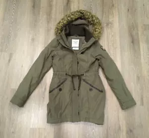 Abercrombie & Fitch Jacket Womens Small Green Parka Sherpa Lined Coat - Picture 1 of 11
