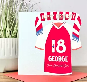 Biglietto Compleanno Calcio Personalizzato, Colori Arsenal 30° 40° 18° Fatto a Mano - Foto 1 di 2