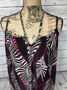 WOMEN TANK TOP SHIRT BLOUSE-DEREK HEART Medium Pink Black White - Picture 1 of 10