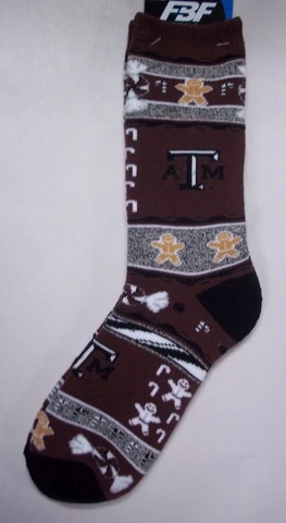 Texas A & M Men's Socks Large Size 10 to 13 Holiday Christmas Cover