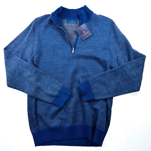 Toscano Merino Wool Blend Birdseye 1/4 Zip Pullover Sweater Mens Medium NWT