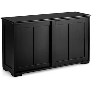 Kitchen Shelf  Kitchen Cabinet  Kitchen Chest of Drawers w/ Sliding Doors Black - Picture 1 of 11