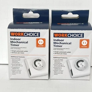 (2) Indoor Mechanical Timer with Polarized Outlet Work Choice 24 HR pin timer - Picture 1 of 5