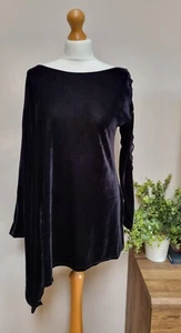 Necessary Evil Size Large NYX Top Velvet Asymmetric Drape Laced Sleeve Goth - Picture 1 of 9