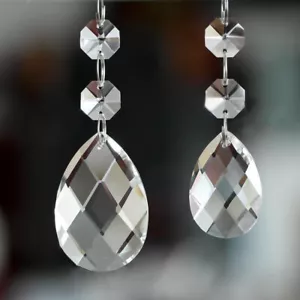 10pcs Glass Crystal Prism Tear Drop Pendant DIY Chandelier Decoration 50/63/76mm - Picture 1 of 11