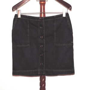 Ralph Lauren Black Denim Skirt Misses size 12 Lauren Jeans Co Button Front - Picture 1 of 3