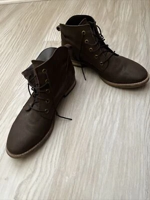 Para Mujer~DIBA~Botas Tobilleras Con Cordones Cuero Marrón Gamuza Talla 8M~COMO NUEVAS~ Foto 1 de 4